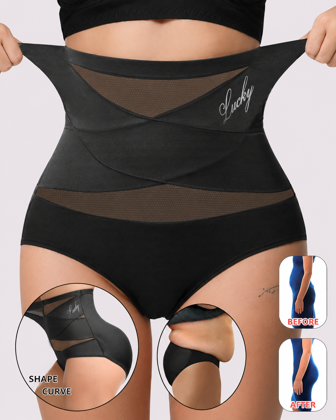 Tummy Control High-Waisted Mesh Shaping Panties