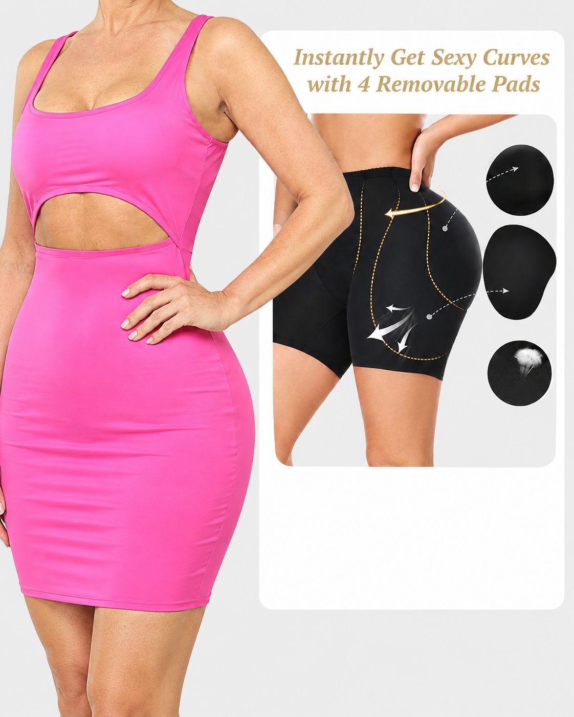 Seamless Butt-Lifting Shorts with Removable Padding