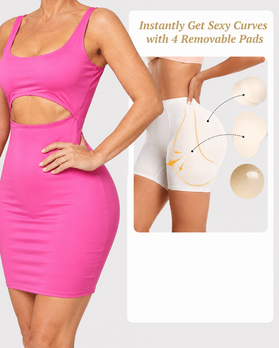 Seamless Butt-Lifting Shorts with Removable Padding