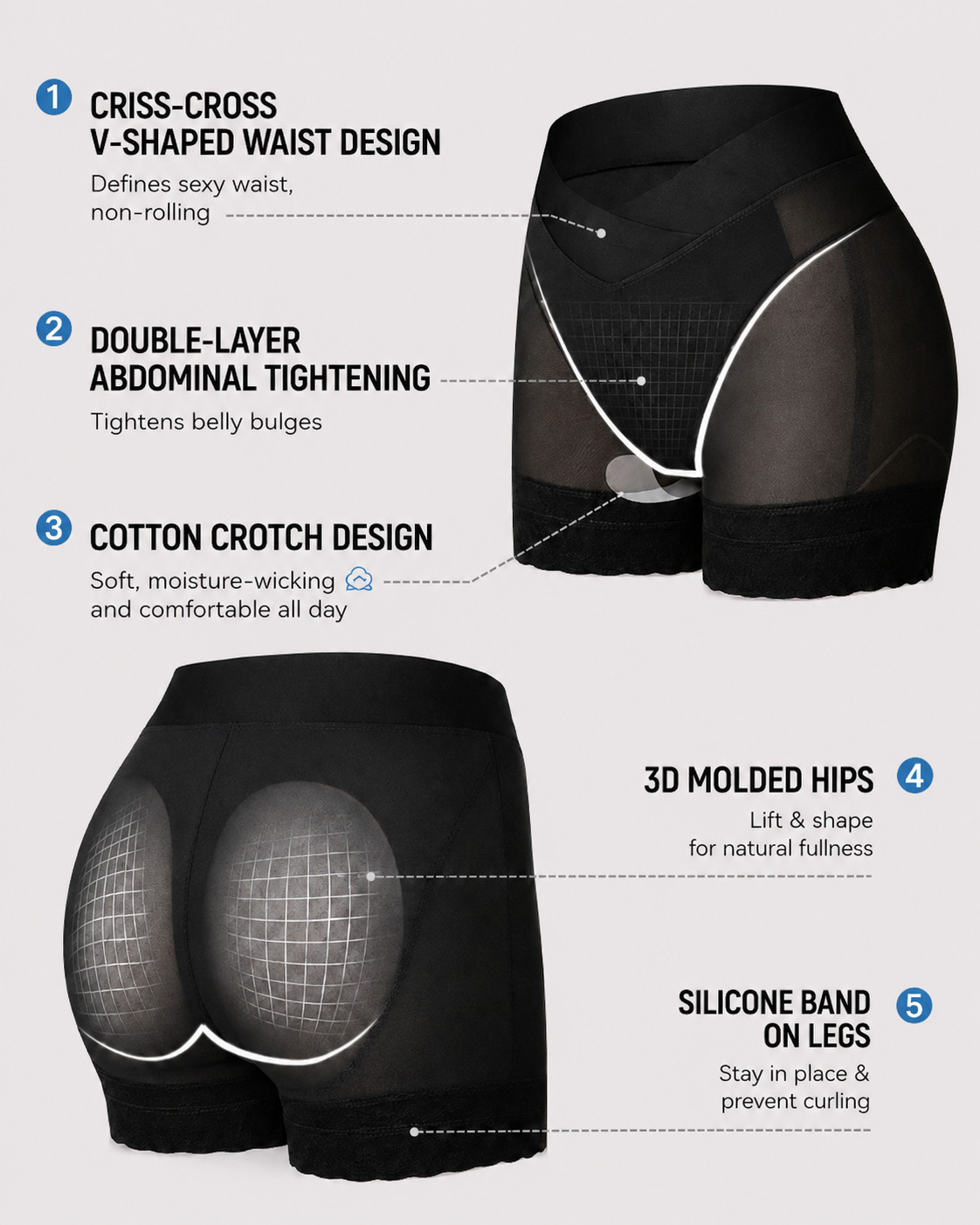 Seamless Butt Lifter Cross-Waist Lace Shaper Panty
