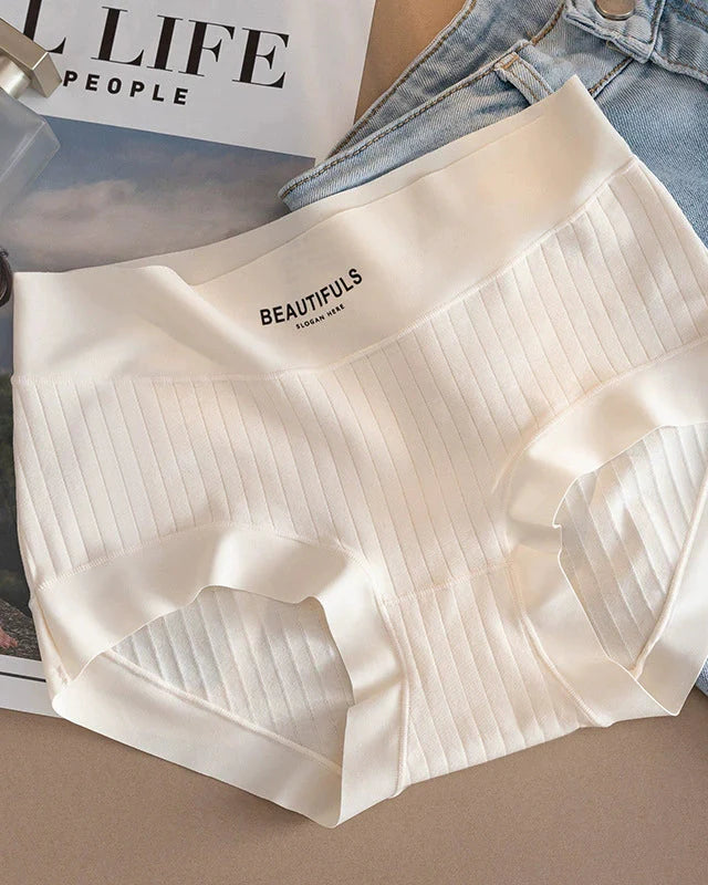 Breathable High-Waisted Ribbed Boyshort Panties