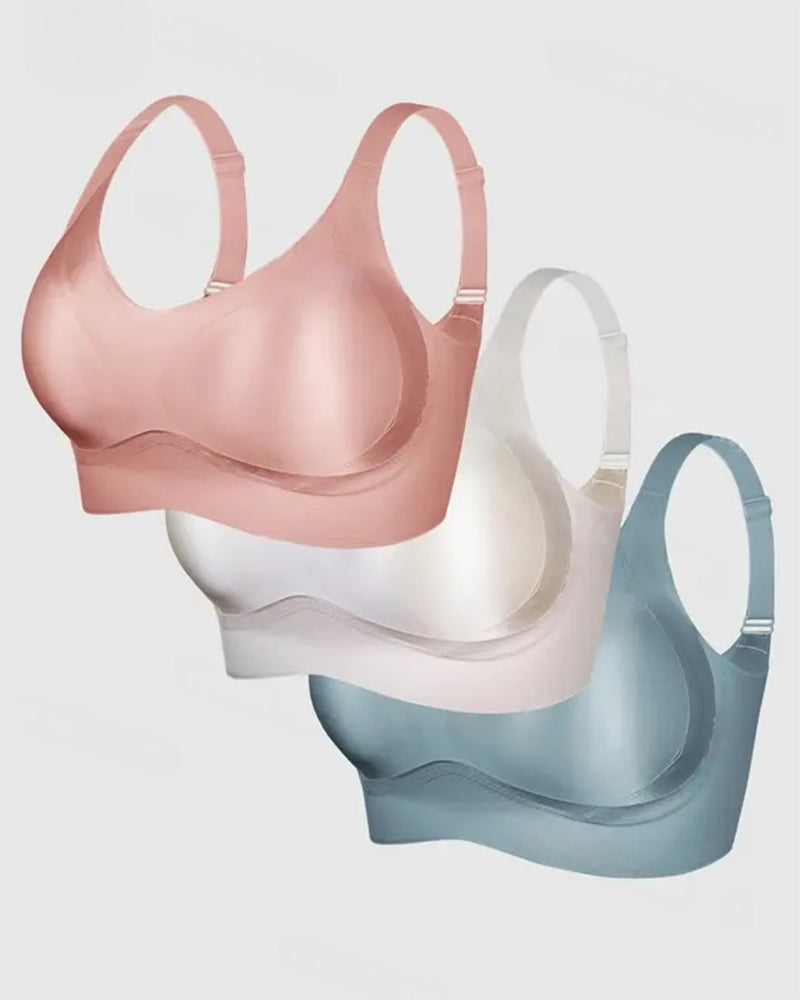 Wireless Lift Satin Wide-Strap Support Bra