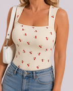 Flattering Slim-Fit & Ribbed Knit Square-Neck Bodysuit