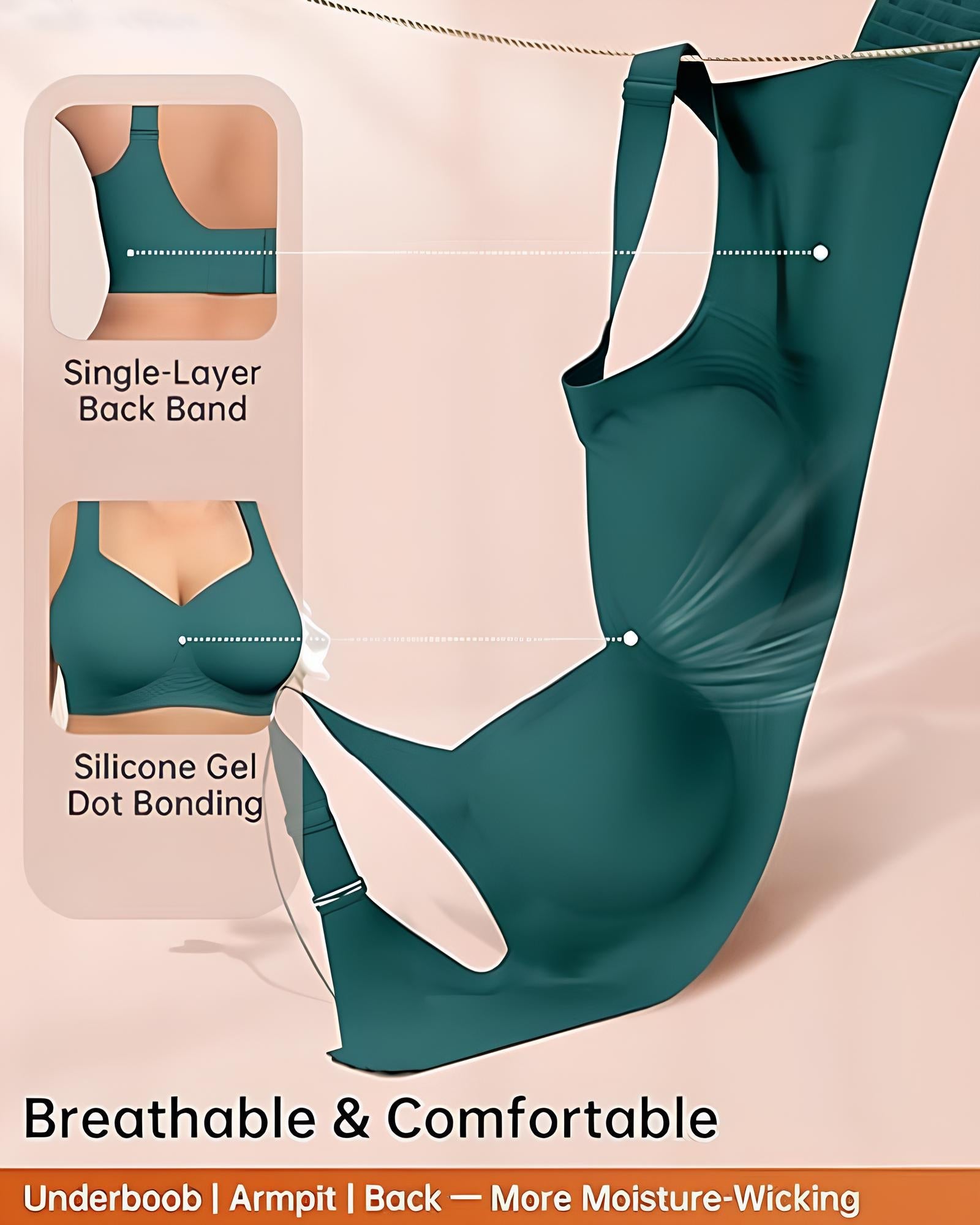 Wireless Lift Wide-Strap Seamless Jelly Support Bra