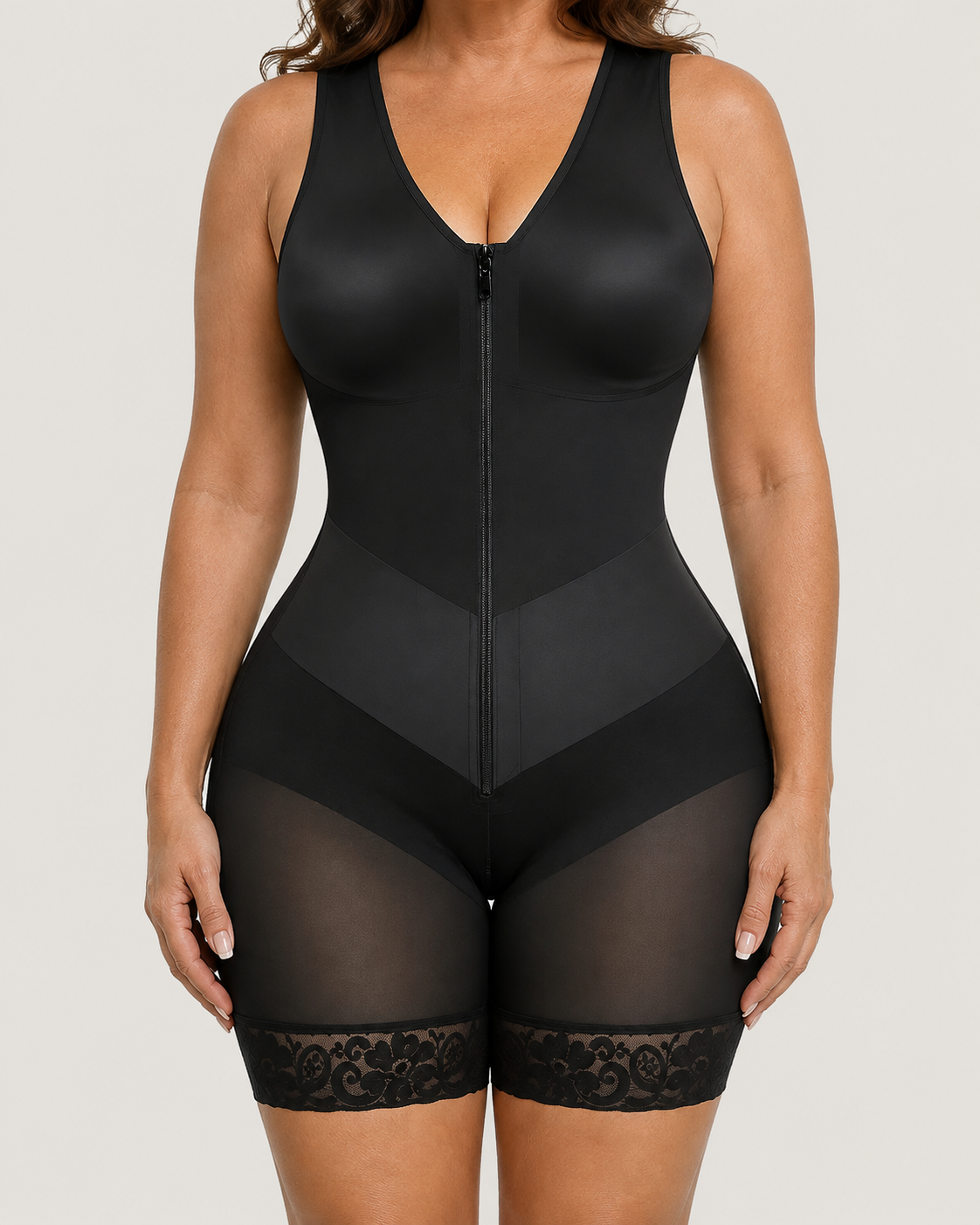 Firm Tummy Control Breathable Zip Front Bodysuit Shapewear Main image