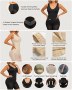 Firm Tummy Control Breathable Zip Front Bodysuit Shapewear