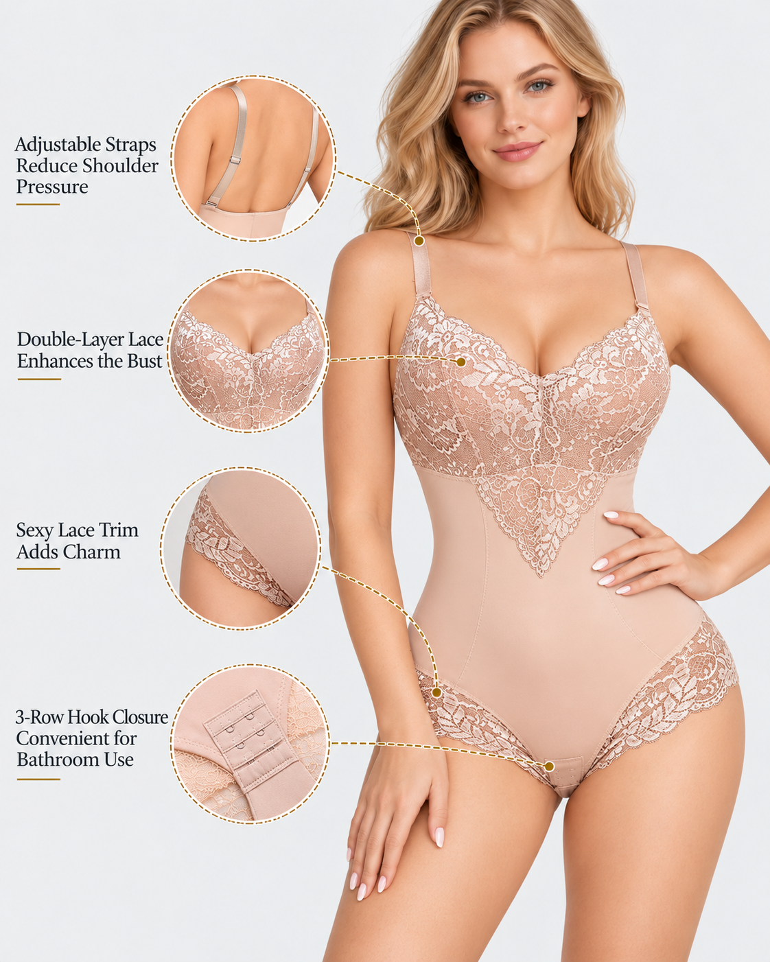 Lace Tummy Control Sculpting Shaping Bodysuit