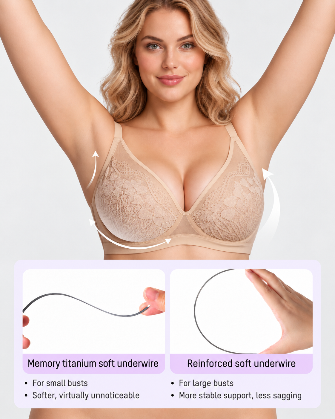 Floral Lace Plunge V-Neck Support Bra