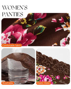 High Waist Floral Print Lace Trim Panties