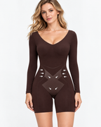 Long-Sleeve Short Bodysuit Drop-Seat Opening
