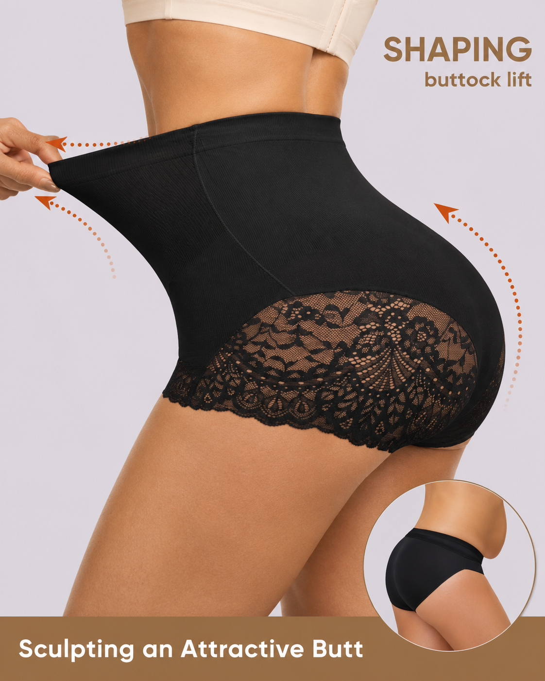 High Waist Tummy Control Shapewear Underwear Seamless Elastic Lace Panties