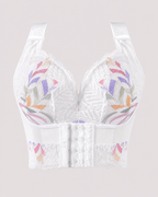 Front Closure Push Up Wireless Lace Embroidered Full Coverage Bra