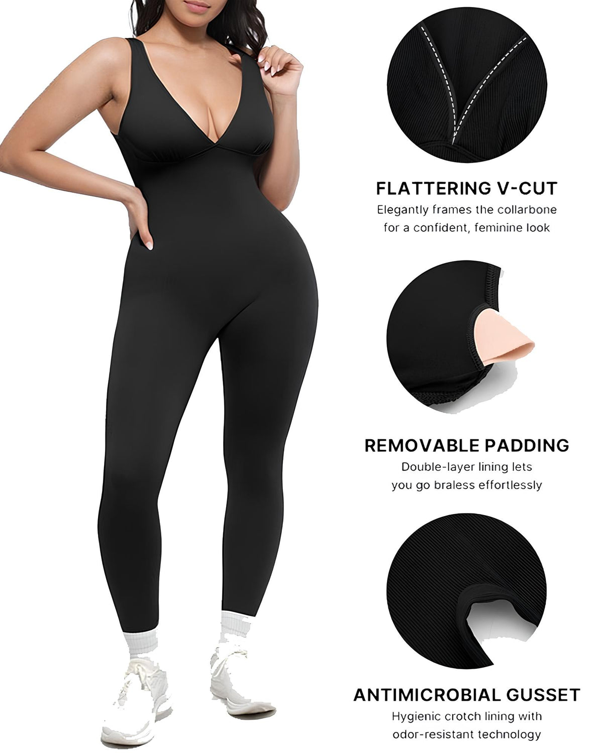 Full Body Sculpting Seamless Deep V-Neck Bodysuit