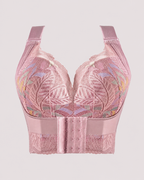 Front Closure Push Up Wireless Lace Embroidered Full Coverage Bra