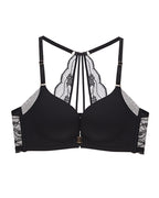 Front Closure Lace Racerback Wireless Bra