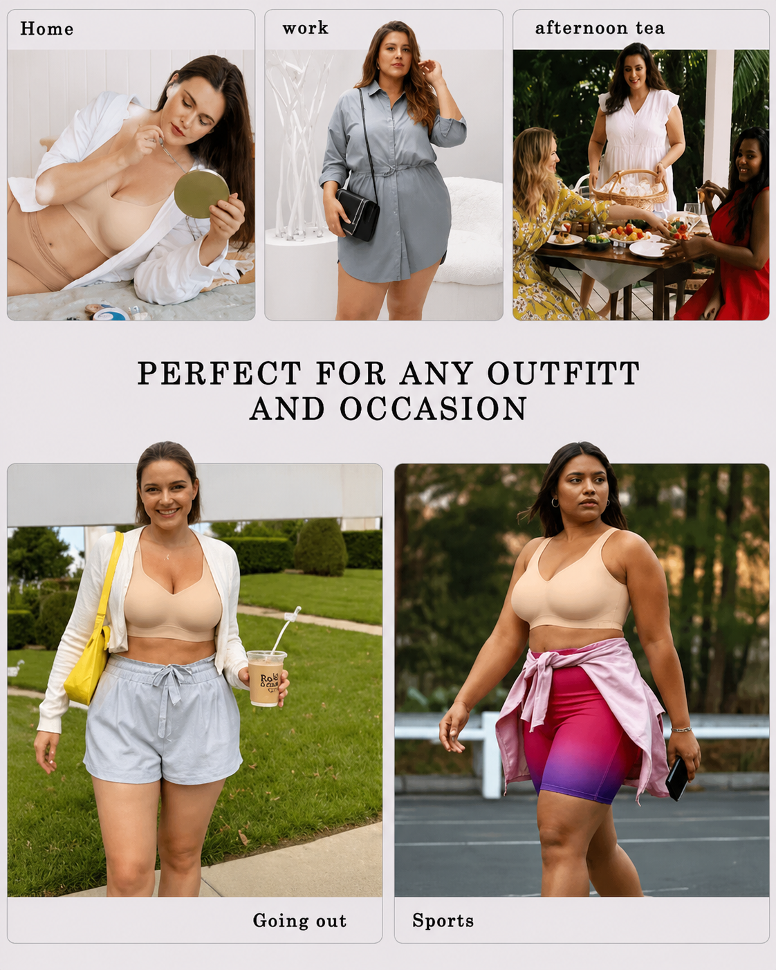 Wireless Lift Wide-Strap Seamless Jelly Support Bra