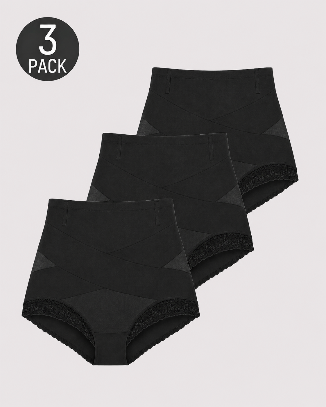 High Waist Tummy Control Lace Trim Shaping Panties