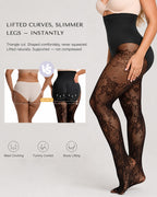 High Waist Control Tummy Lace Shaping Pantyhose