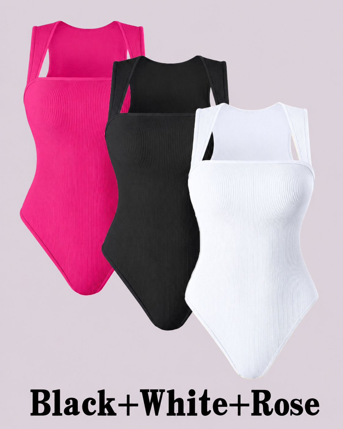 Flattering Slim-Fit & Ribbed Knit Square-Neck Bodysuit