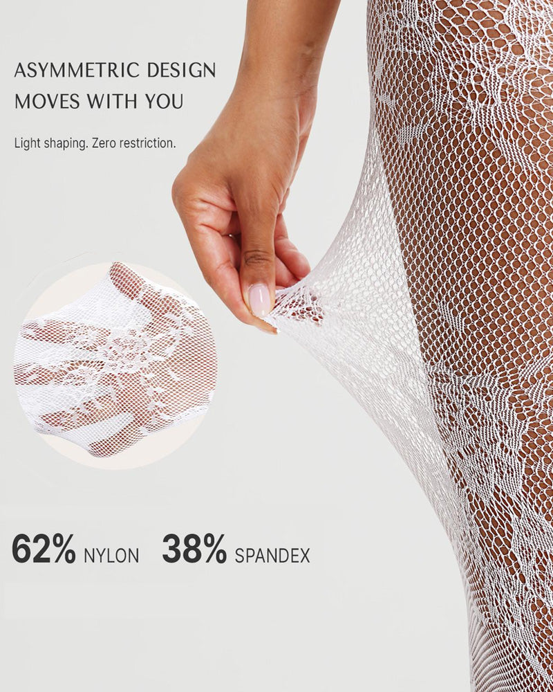 High Waist Control Tummy Lace Shaping Pantyhose