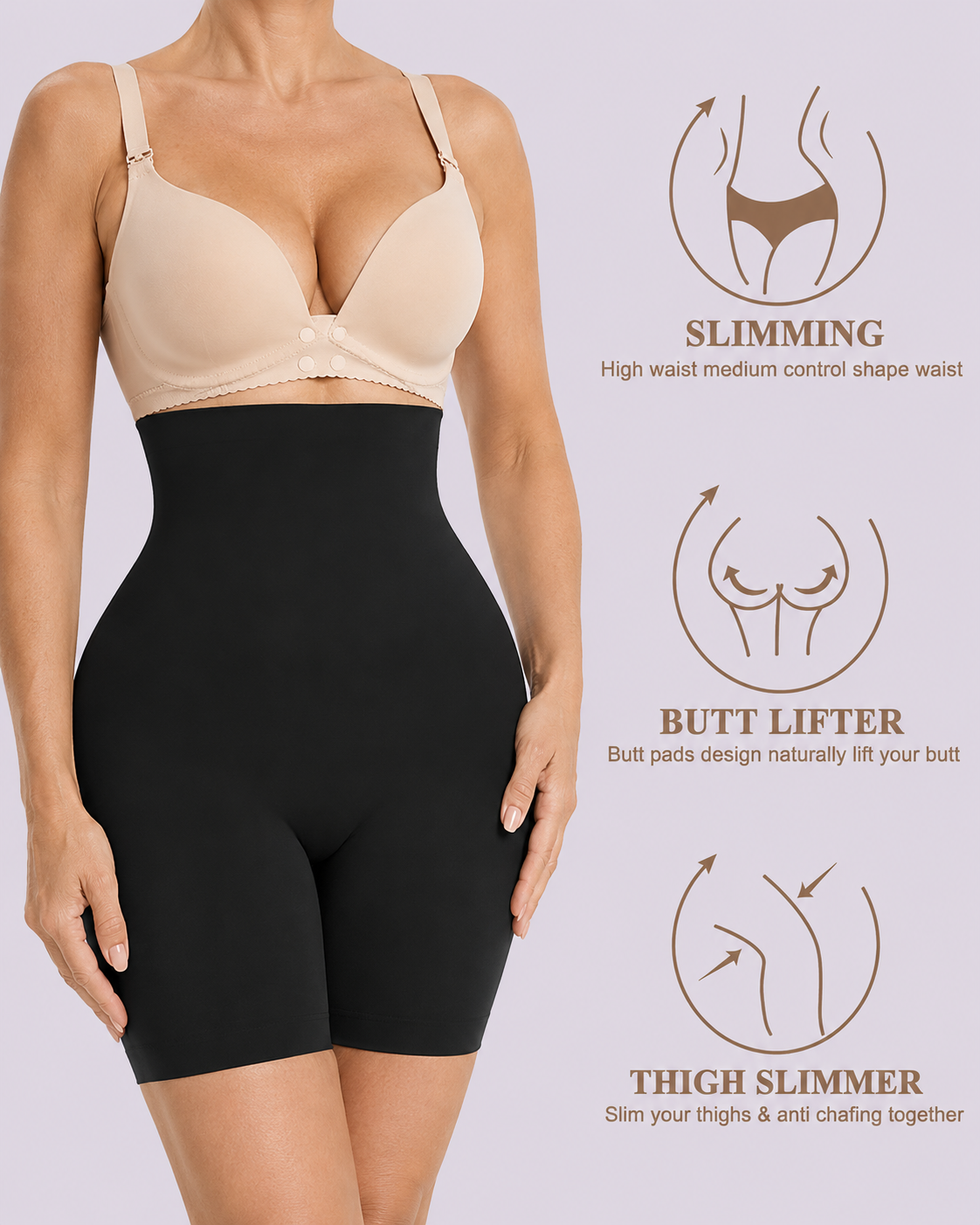 Butt-Lifting High-Waist Padded Thigh-Slimming Shaper Shorts