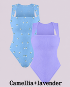 Flattering Slim-Fit & Ribbed Knit Square-Neck Bodysuit