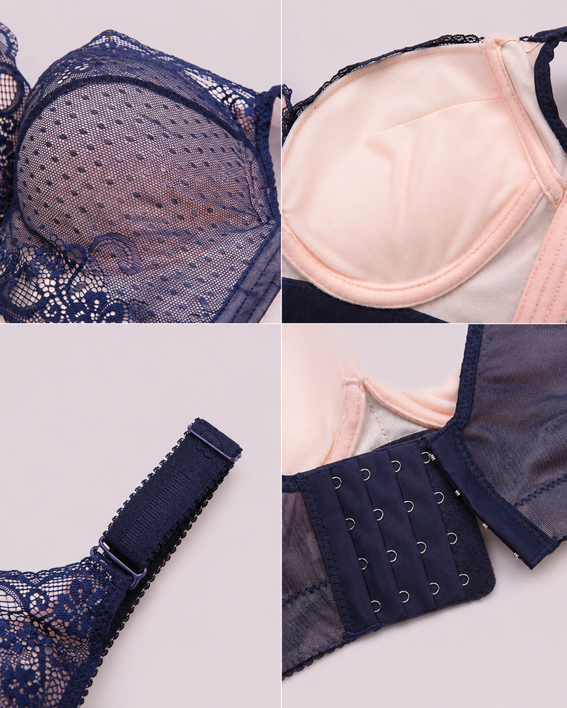 Push-Up Floral Lace Wide-Strap Support Bra