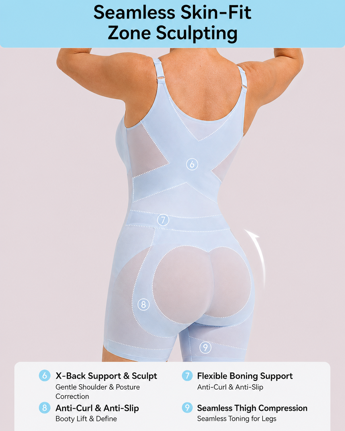 Ultra-thin Breathable Seamless Tummy Control Easy-to-Wear Shapewear Bodysuit