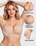 Floral Lace Plunge V-Neck Support Bra