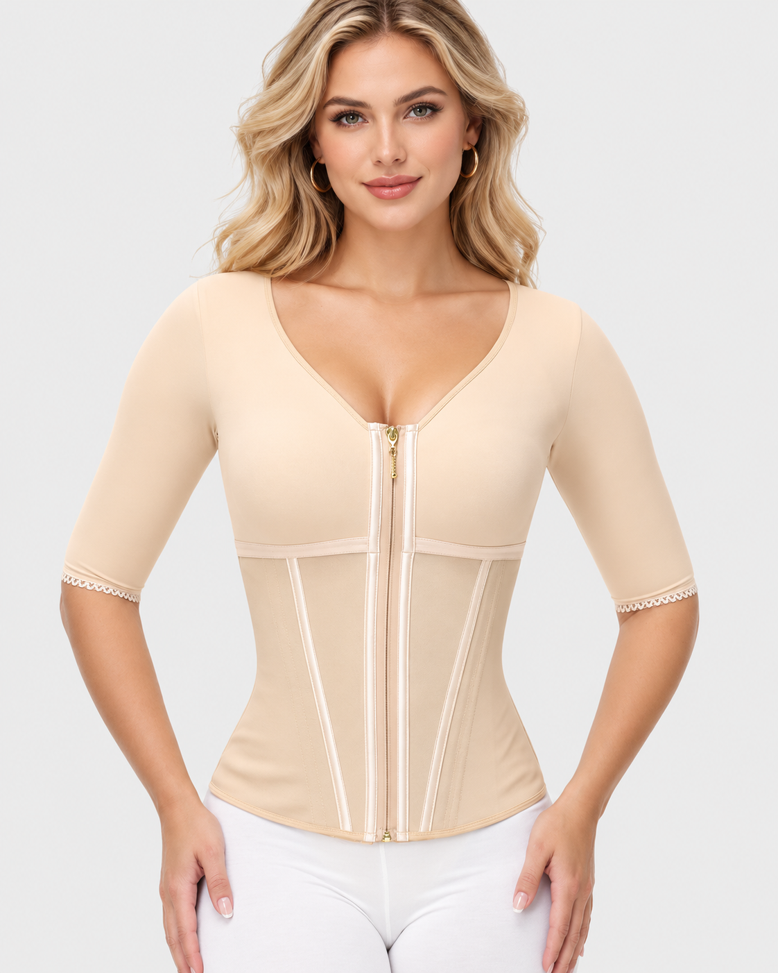 Double Tummy Control Mid-Sleeve Shapewear Top Main image