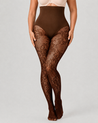 High Waist Control Tummy Lace Shaping Pantyhose