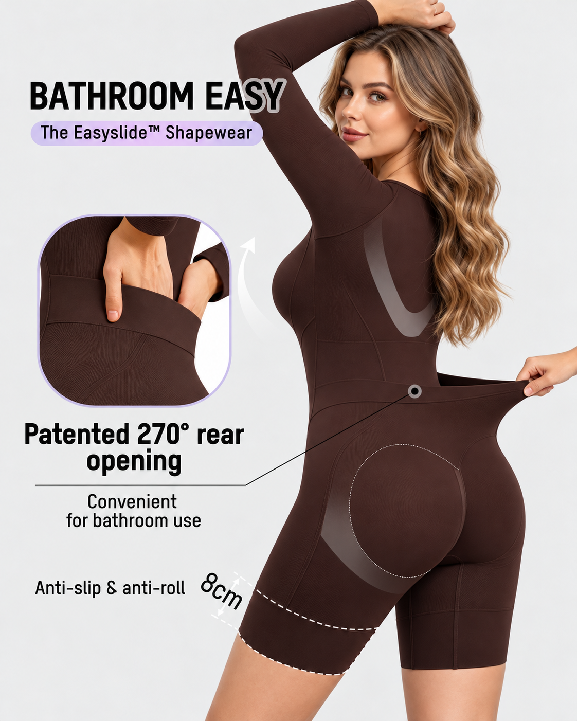 Long Sleeve Easy-Access Butt Lifting Bodyshaper