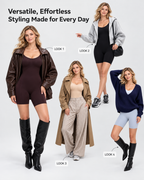 Long-Sleeve Short Bodysuit Drop-Seat Opening