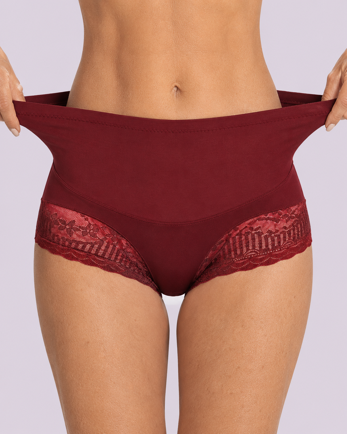 Tummy Control High-Waist Lace Panel Shaping Briefs