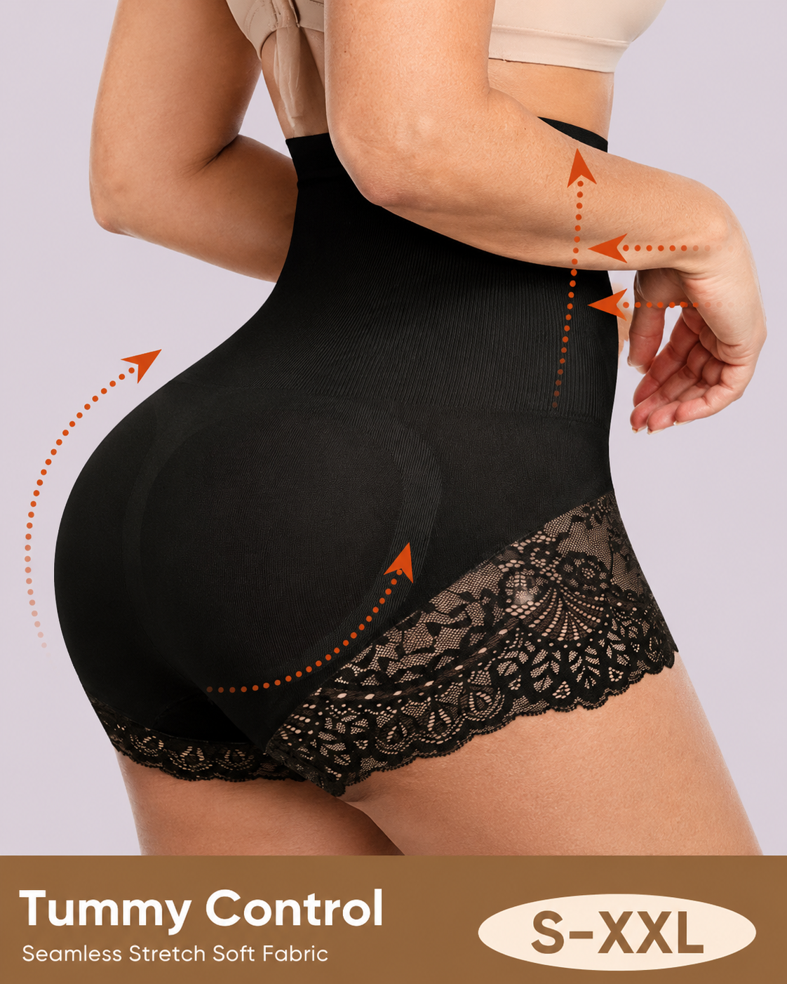 High Waist Tummy Control Shapewear Underwear Seamless Elastic Lace Panties
