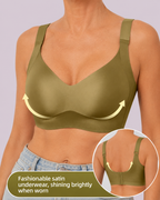 Wireless Lift Satin Wide-Strap Support Bra