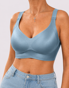 Wireless Lift Satin Wide-Strap Support Bra