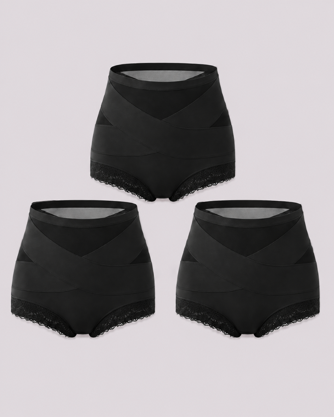 Tummy-Smoothing Crossover Mesh Lace Shaping Boyshorts