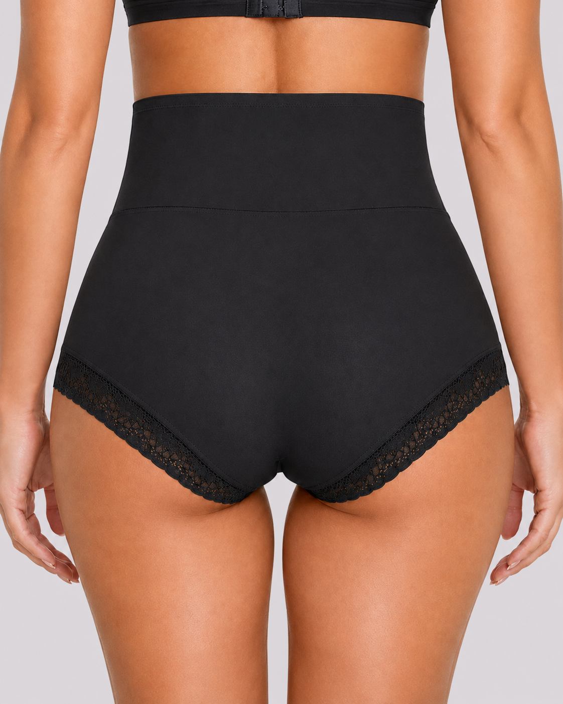 High Waist Tummy Control Lace Trim Shaping Panties