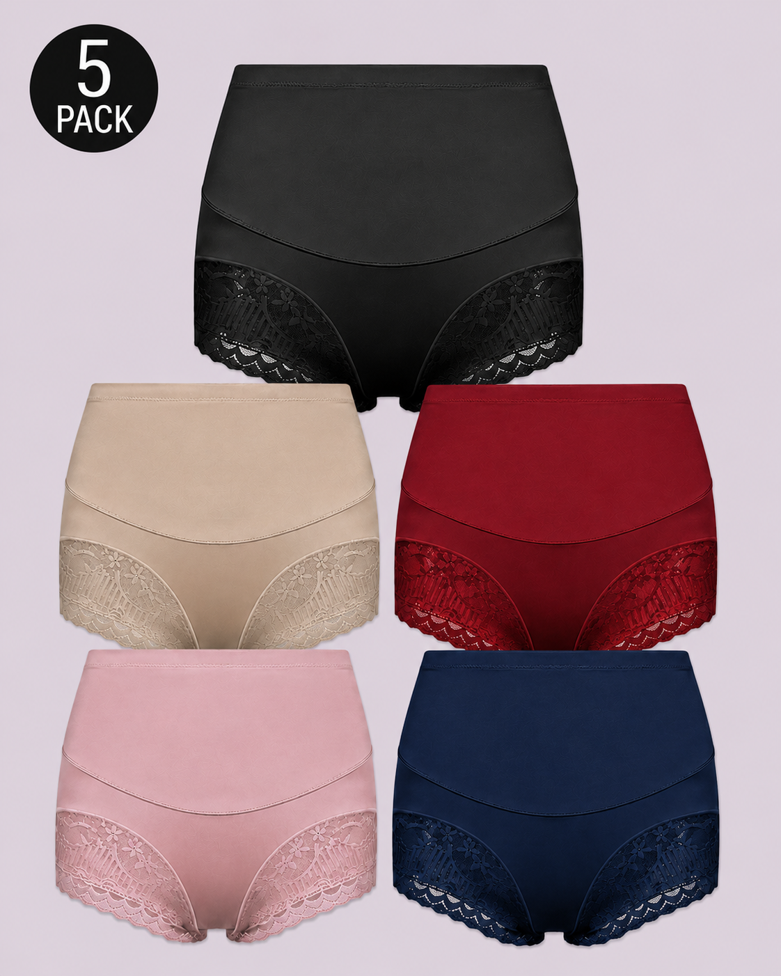 Tummy Control High-Waist Lace Panel Shaping Briefs