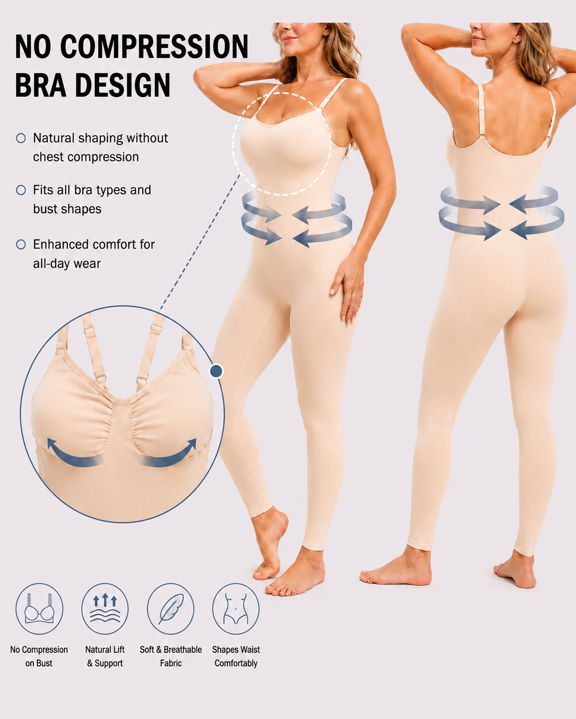 No Compression Seamless Full-Length Shapewear Bodysuit