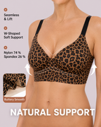 Wireless Push Up Seamless Leopard Print Bra