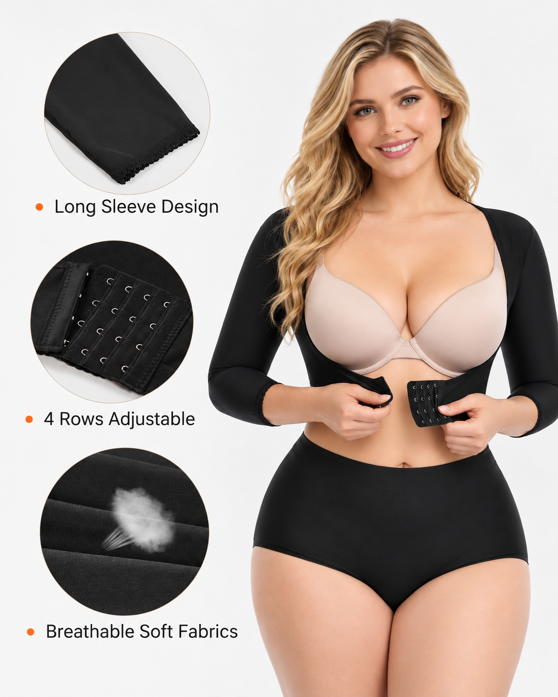 Arm Shaper Compression Sleeves with Front Closure