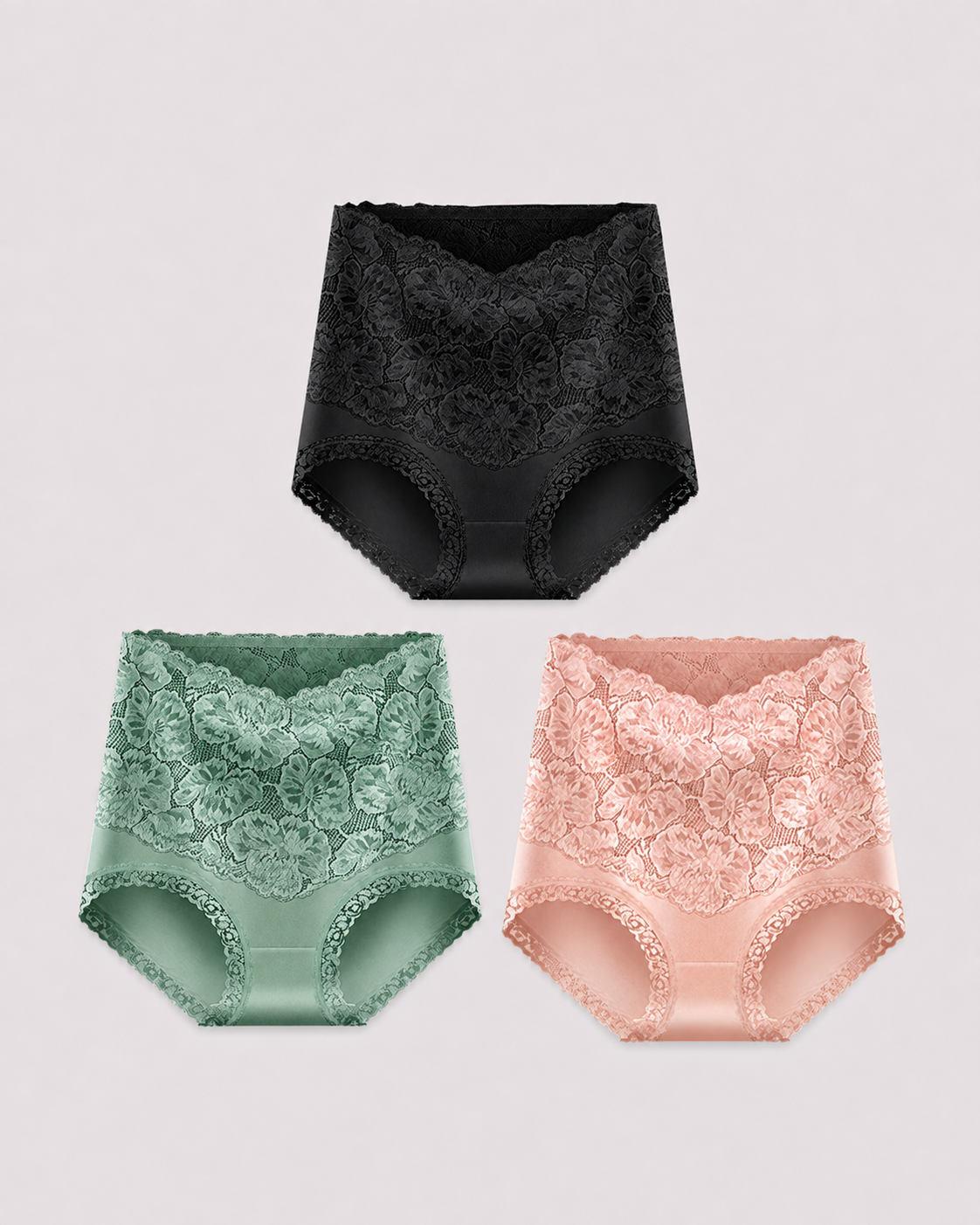 High Waist Tummy Control Lace Cotton Briefs