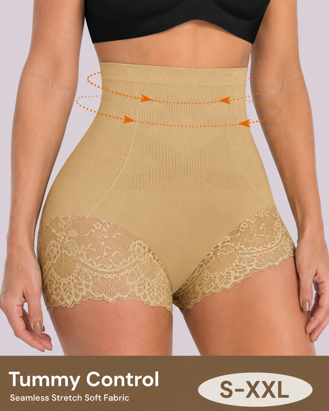 High Waist Tummy Control Shapewear Underwear Seamless Elastic Lace Panties