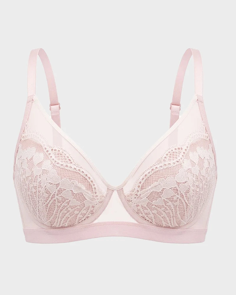 Floral Lace Plunge V-Neck Support Bra