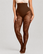 High Waist Control Tummy Lace Shaping Pantyhose