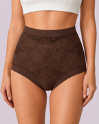 Tummy-Smoothing High-Waist Breathable Lace Briefs