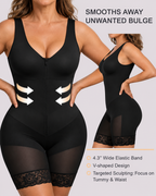 Firm Tummy Control Breathable Zip Front Bodysuit Shapewear