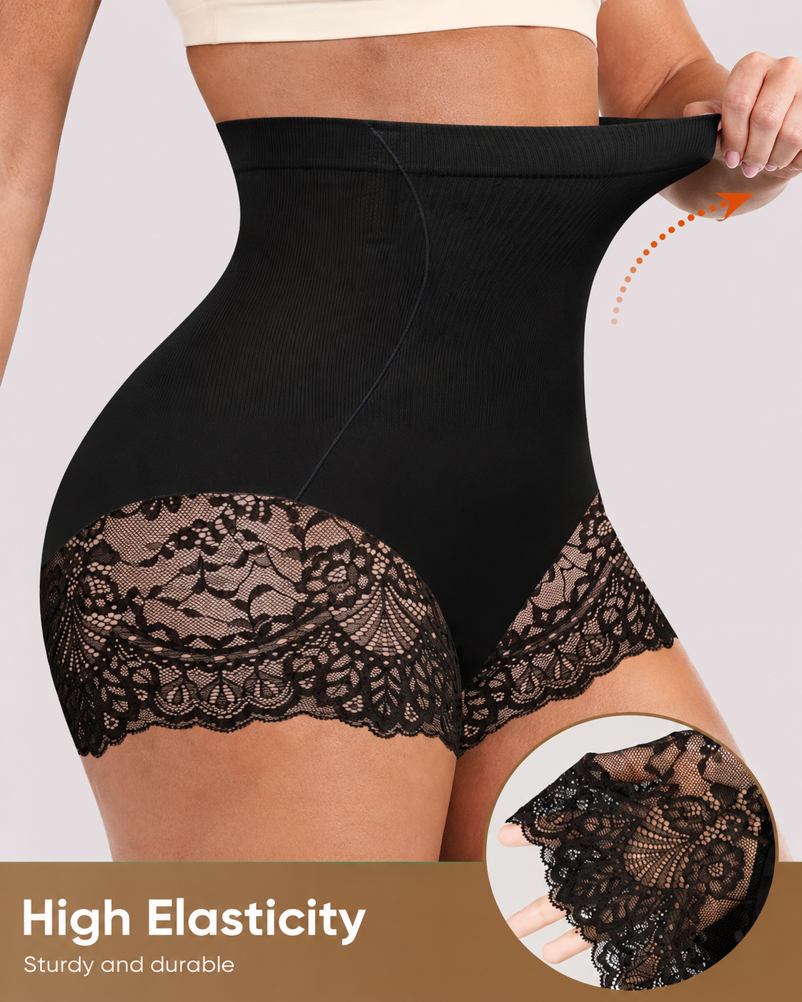 High Waist Tummy Control Seamless Lace Shapewear Panties Secondary image